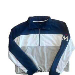 Minnesota Twins Women's Navy and White Half-Zip Sweatshirt XL